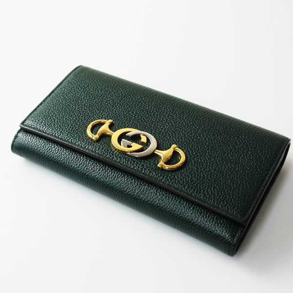 GUCCI グッチ ZUMI ズゥミ レザーコンチネンタルウォレット/グリーン 