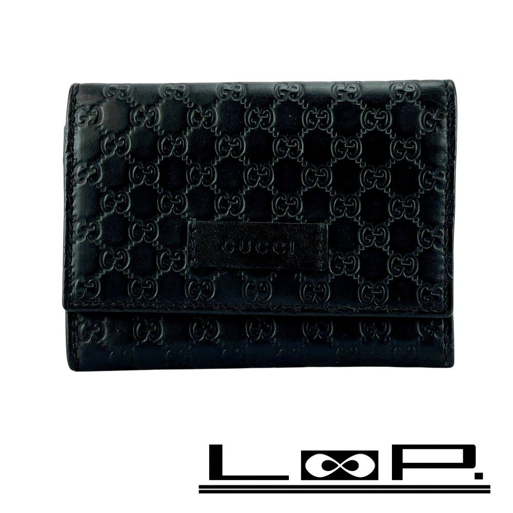グッチ カード ケース 名刺入れ グッチシマ マイクロ レザー ブラック 544030 448546 1