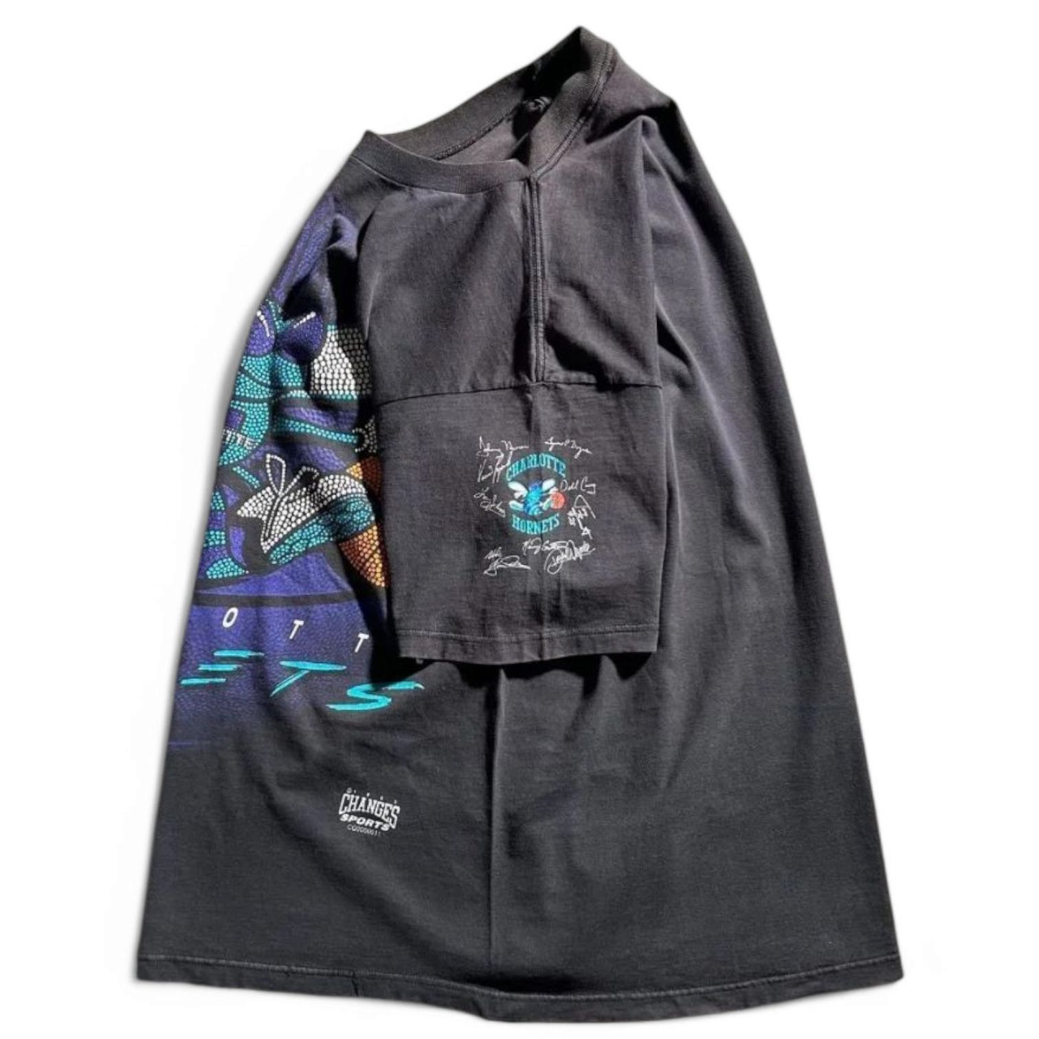 1993コピーライト NBA Tシャツ シャーロット・ホーネッツ 古着 墨黒