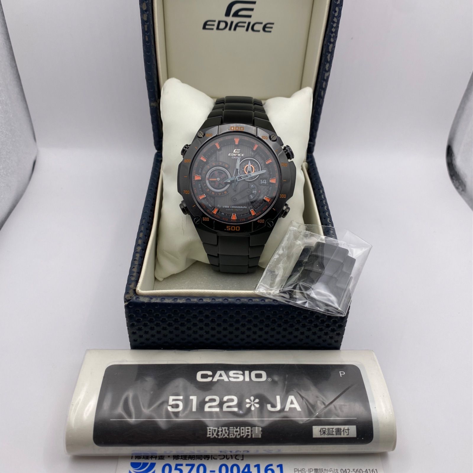 T321）美品 稼動品 CASIO カシオ 電波ソーラー EDIFICE クロノグラフ  