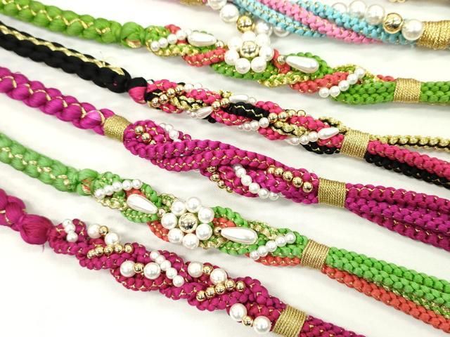 平和屋着物●和装小物 振袖用飾り付き帯締め10本セット パール 花 金糸 CAAX8195ju