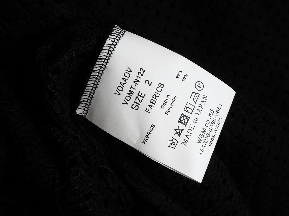 ヴォアーブ VOAAOV 25SS 半袖メッシュニット VOMT-N122 ブラック サイズ：2 VOAAOV(ヴォアーブ) 25SS半袖メッシュニットVOMT-N122 VOMT-N122
