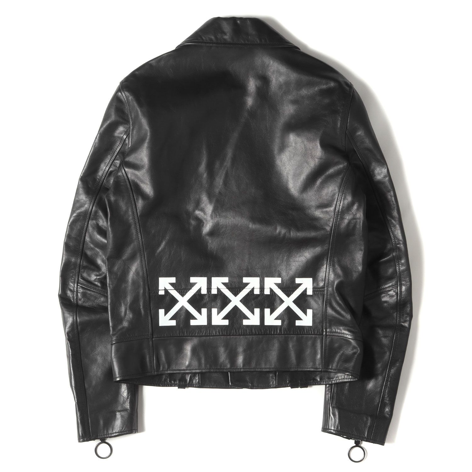 OFF-WHITE LEATHER RIDERS JACKET ブラック（OFF-WHITE オフ