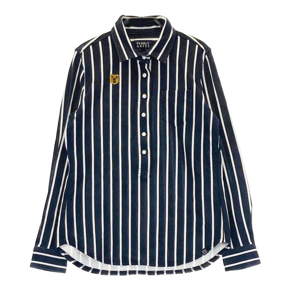 サイズ：1 PEARLY GATES パーリーゲイツ 2023年モデル ハーフジップ 長袖Tシャツ ドット柄 ネイビー系 [240101369379] ゴルフウェア レディース ストスト 中古 レディース パーリーゲイツ PEARLY GATES 長袖シャツ 1(M