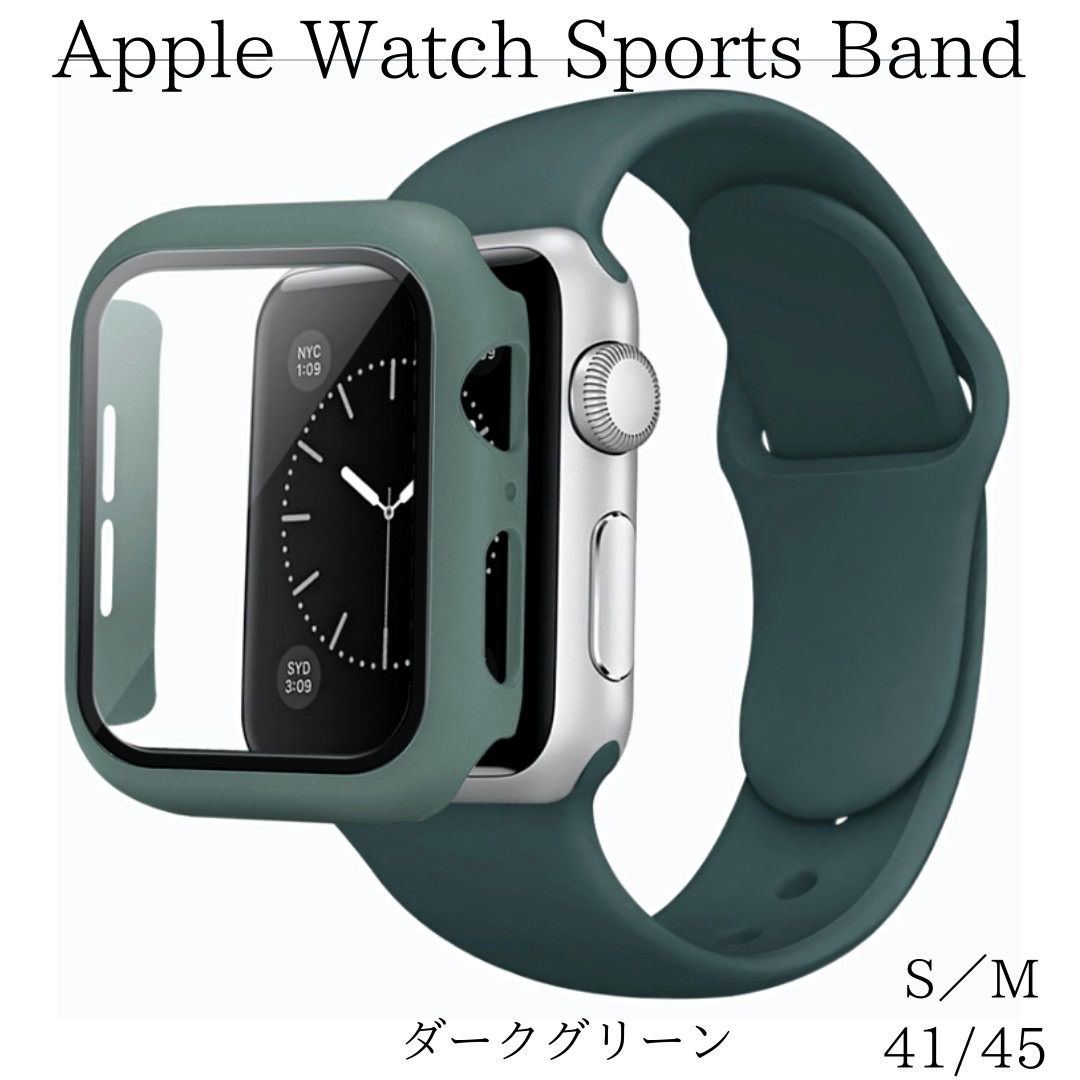 Apple Watch アップルウォッチ ケース ラバーバンド ダークグリーン - メルカリShops