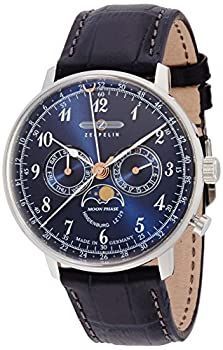 ツェッペリン ヒンデンブルク ムーンフェイズ デイデイト ブルー文字盤 中古】[ツェッペリン] 腕時計 ヒンデンブルク ネイビー文字盤 ムーン