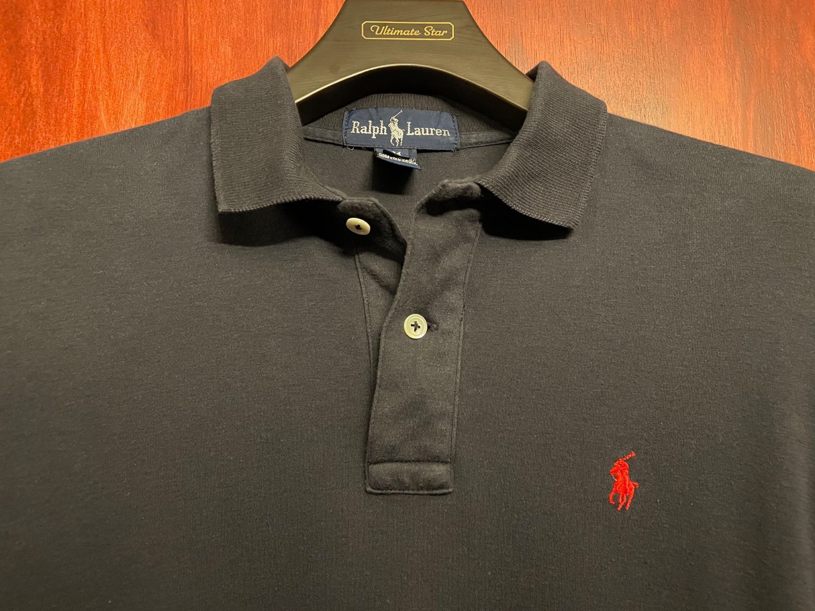 希少 MADE IN USA製 Ralph Lauren 長袖ニットポロシャツ