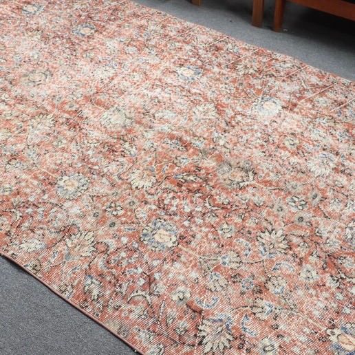 ヴィンテージ　ラグ　vintage 草木柄 ヴィンテージラグ 142x253cm トルコラグ レッド 草木柄 - メルカリ