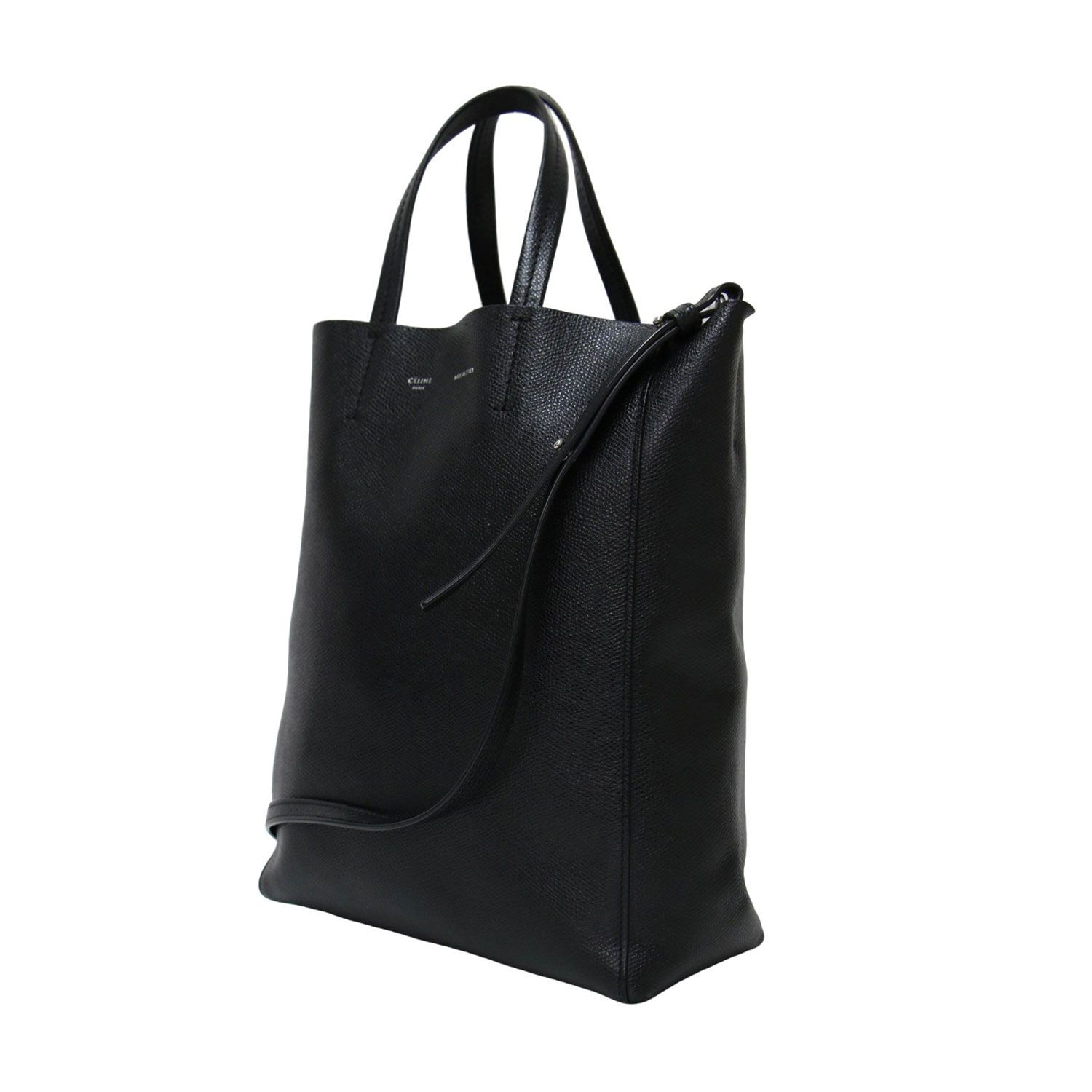 CÉLINE ブラック　スモールカバ　 保存袋付き CELINE 黒 レザー トートバッグ 保存袋カバスモールバーティカル