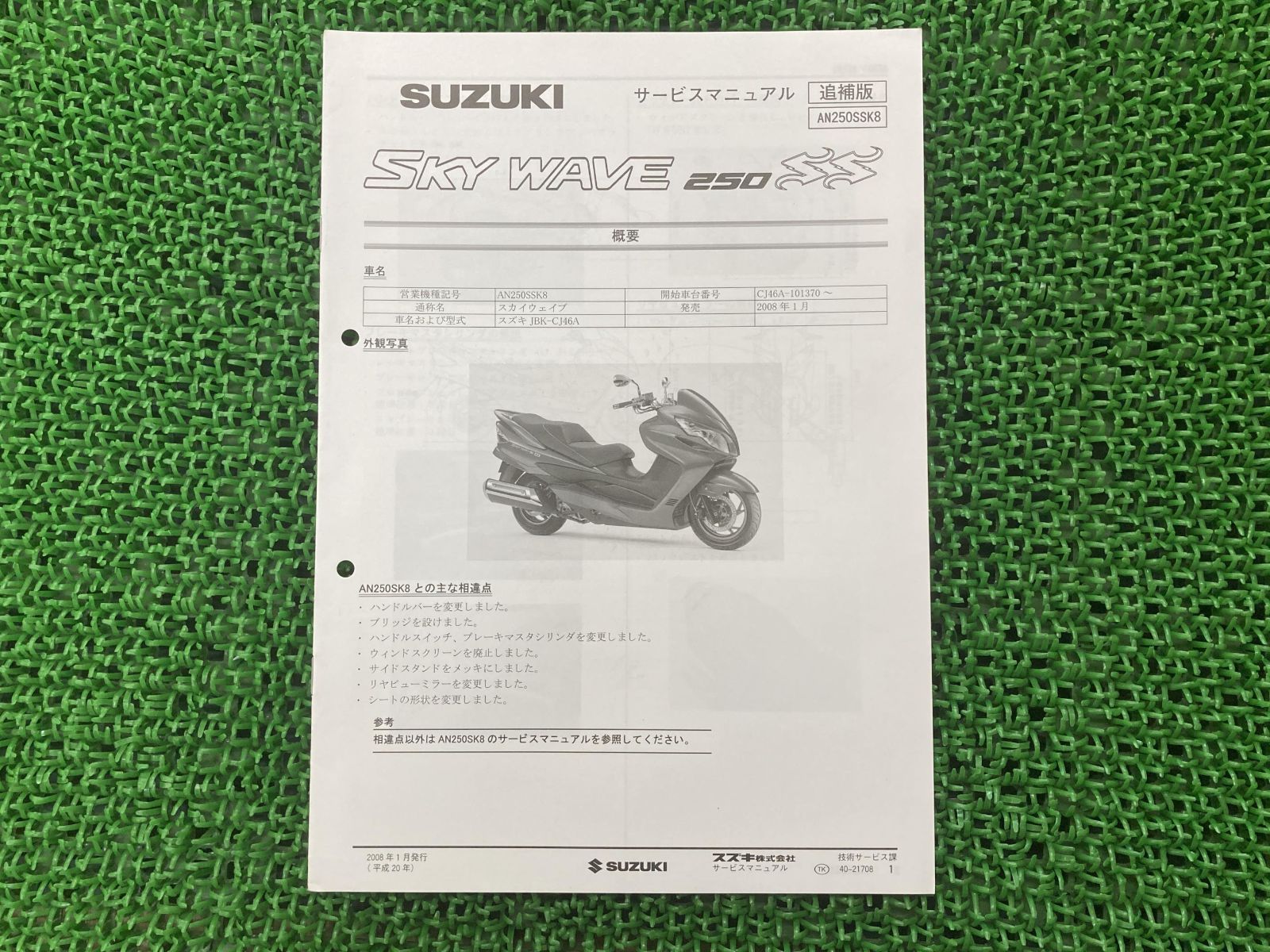 691) SUZUKI スズキ SKYWAVE 250 LIMITED AN250ZK3 CJ43A