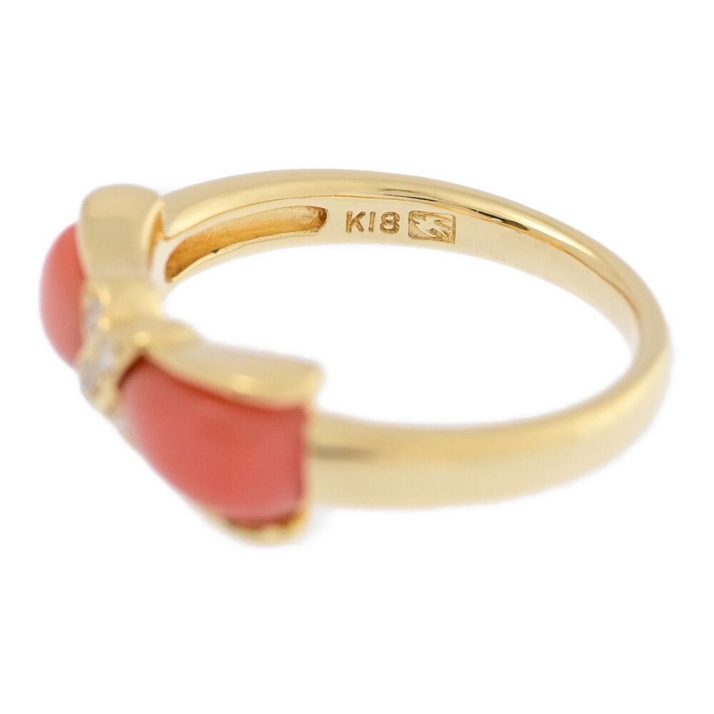 NINA RICCI ニナリッチ リボンモチーフ・珊瑚 コーラル ダイヤモンド  
