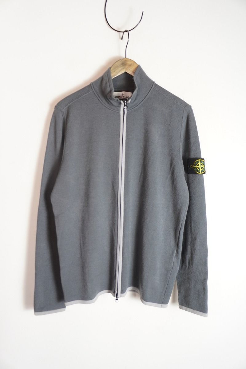 正規 23AW STONE ISLAND ストーンアイランド リブ編み ニット カーディガン ジャケット 7915503A1 サイズM 本物 灰 1011P♪