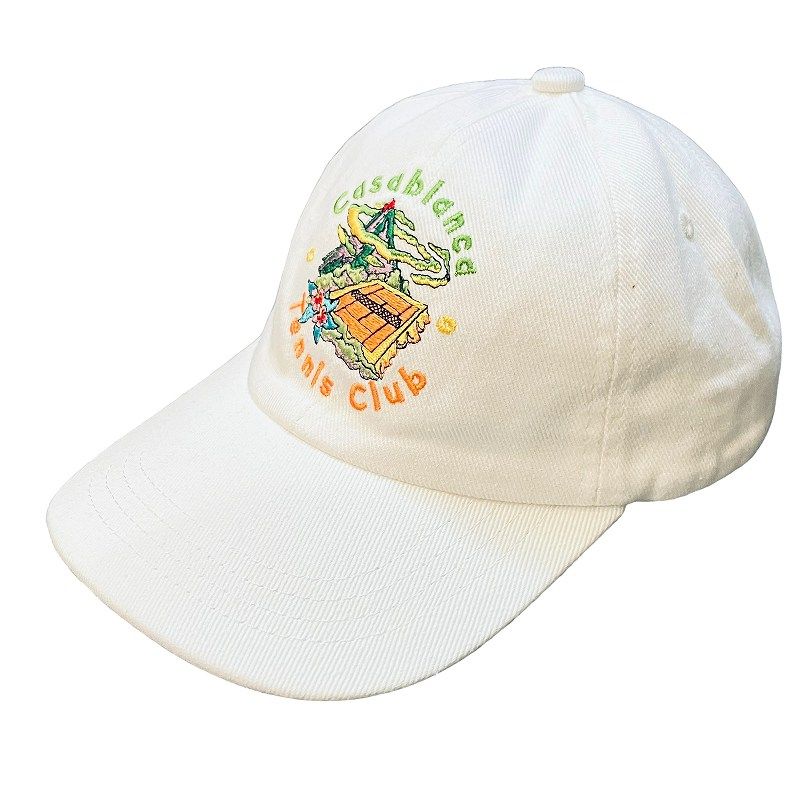 カサブランカ casablanca TENNIS CLUB 21ss キャップ タグ付き 帽子 アジャスターバック コットン 刺繍 白 ホワイト  IBO49