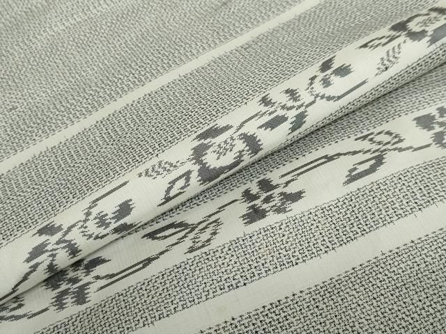 平和屋着物●上質な紬　横段草花文　正絹　逸品　DAAW5894ud 平和屋着物○上質な紬 横段草花文 正絹 逸品 DAAW5894ud