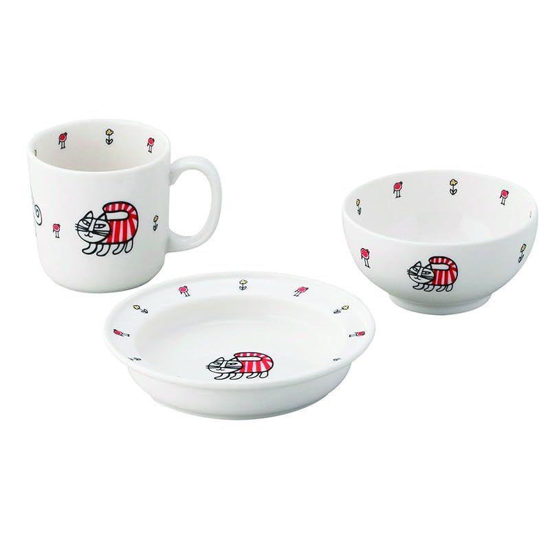 Lisa Larson (リサ ラーソン) 子ども食器 3点セット(お茶碗 マグカップ プレート皿) ベビー マイキー柄 (化粧箱入)子供用 食器 LL50-112