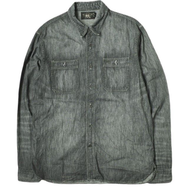 RRL ダブルアールエル BLACK DENIM WORK SHIRT ブラックデニムワークシャツ 782658842001 M ブラック Double  RL グランメゾン東京 木村拓哉 キムタク トップス g17979 - メルカリ