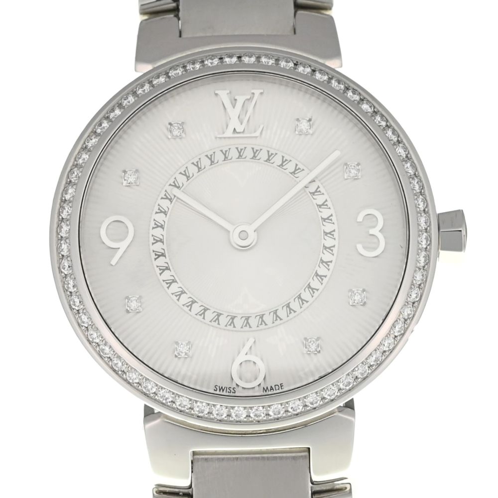 ルイ ヴィトン LOUIS VUITTON Q12MF タンブール モノグラム ダイヤベゼル 8Pダイヤ クォーツ レディース I 136757