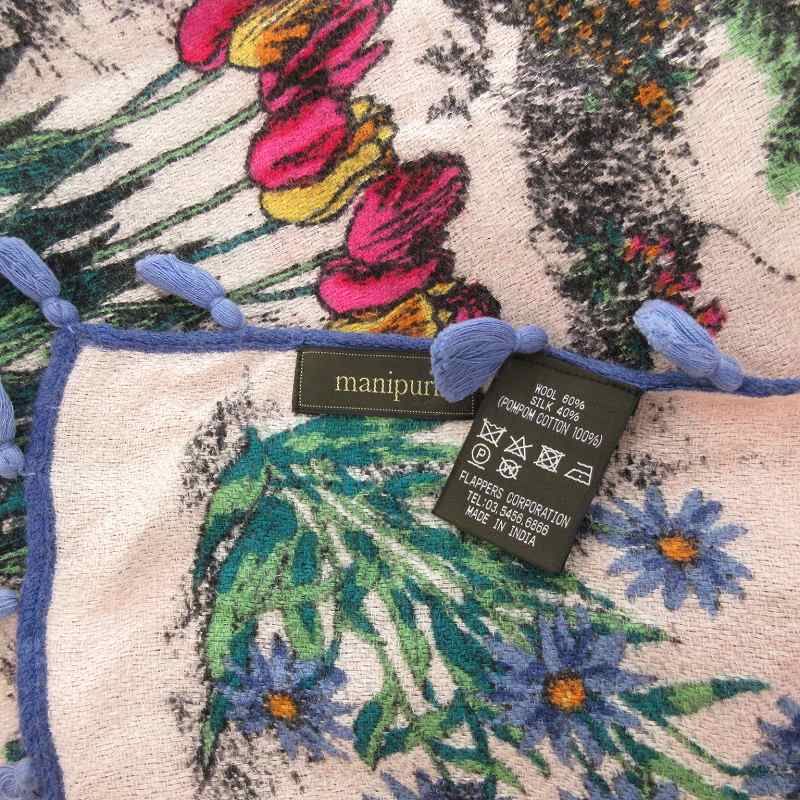 manipuri マニプリ ポンポン ストール マフラー コットン　シルク コットンシルクストールポンポン120＞ステッキ – manipuri