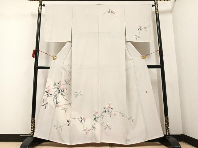 平和屋着物○訪問着 友禅 作家物 花鳥文 正絹 逸品 未使用 AABB4332ph