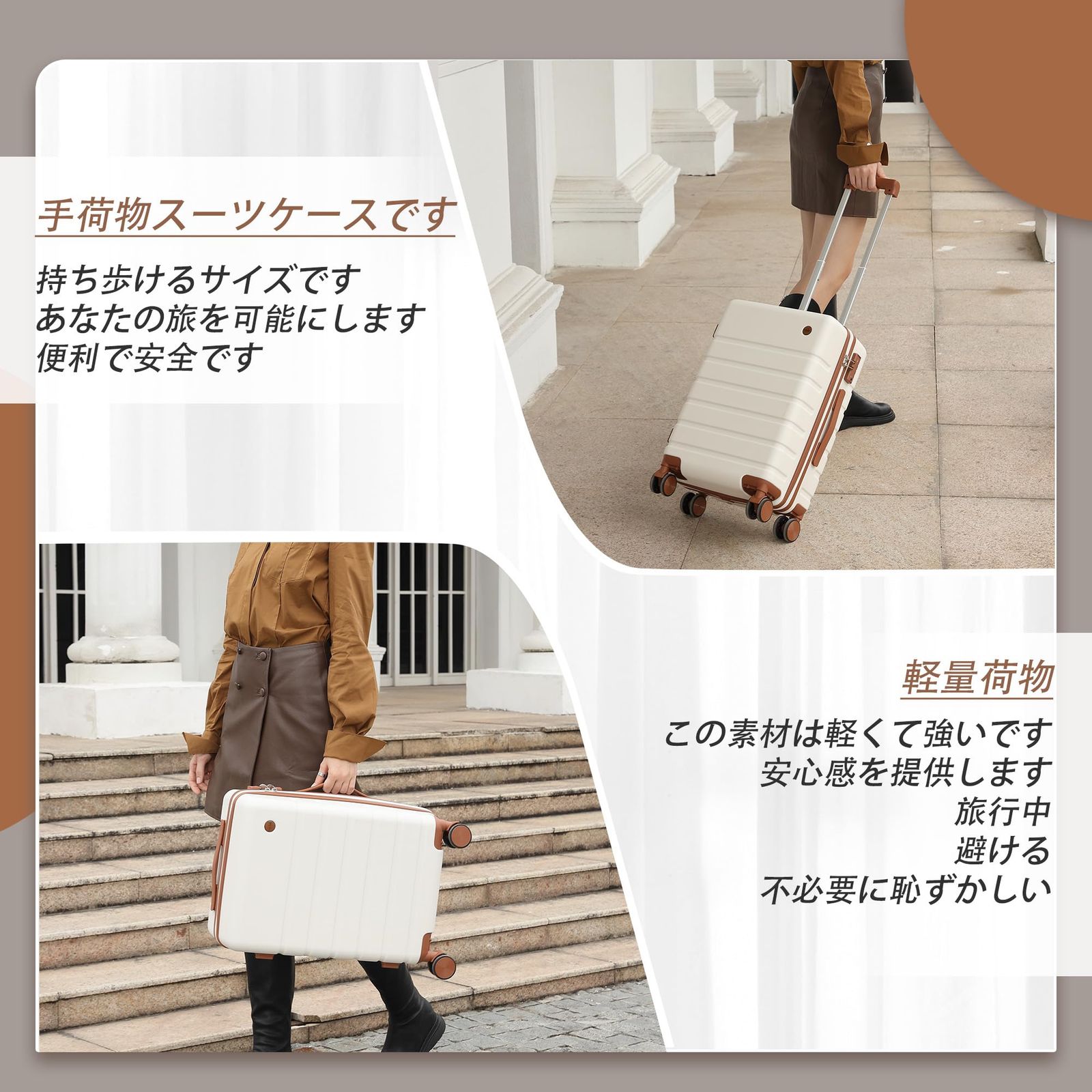  Hulsin キャリーケース スーツケース 機内持ち込み可 軽量設計 大型サイズ 静音キャスター搭載 旅行用トロリーバッグ ホワイト 20 Inch その他 旅行かばん 小分けバッグ