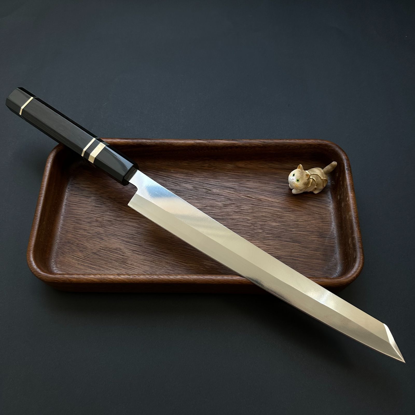 先丸 包丁 V金10号 刺身包丁 真空焼き入れサブゼロ処理 和包丁牛刀 黒檀黒水牛角八角柄
