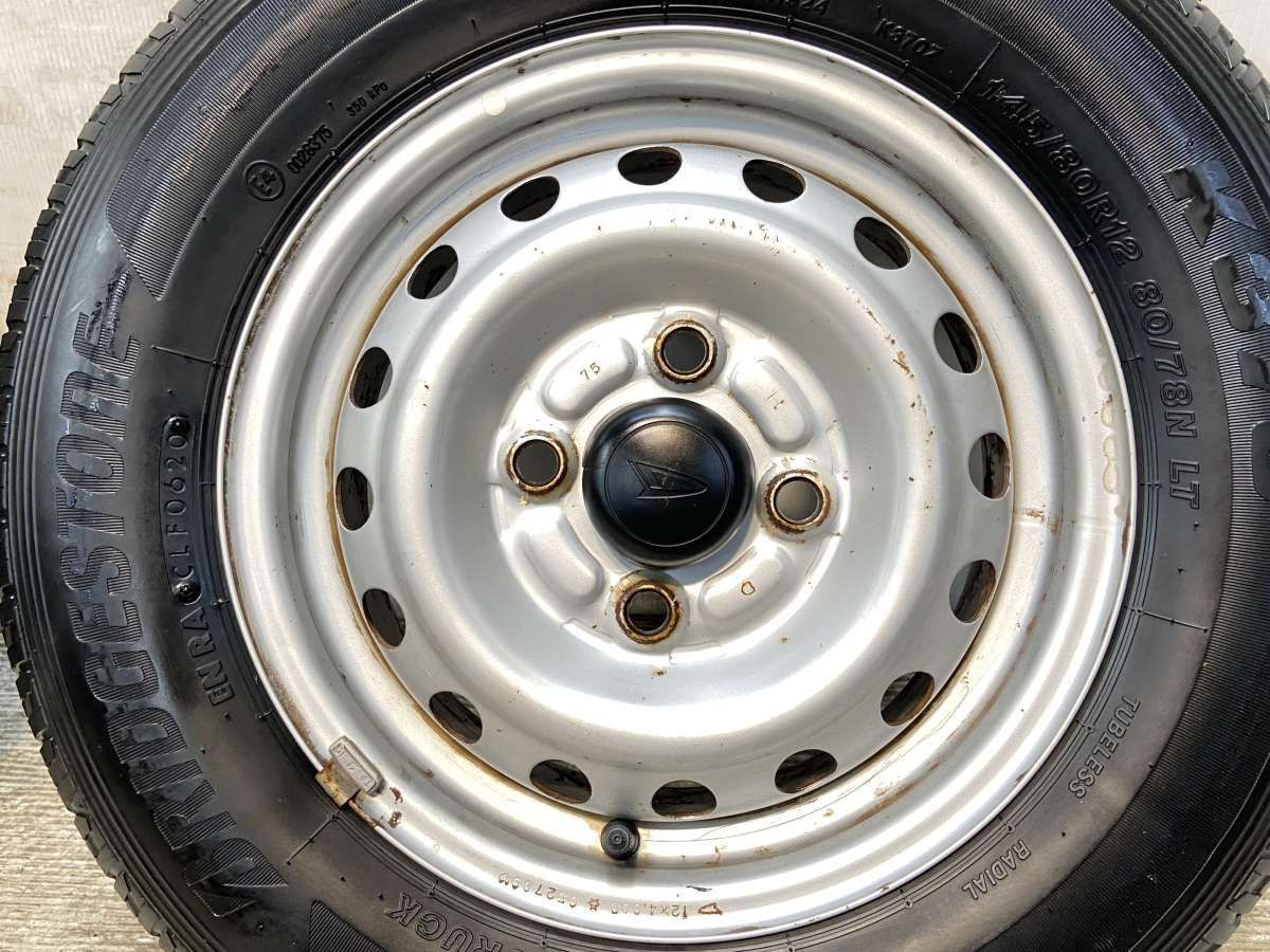 【23年製タイヤ未使用】ブリヂストンK370 12インチタイヤホイール 145/80R12 80/78LT ブリヂストン K370 ダイハツ純正 12x4.0 100