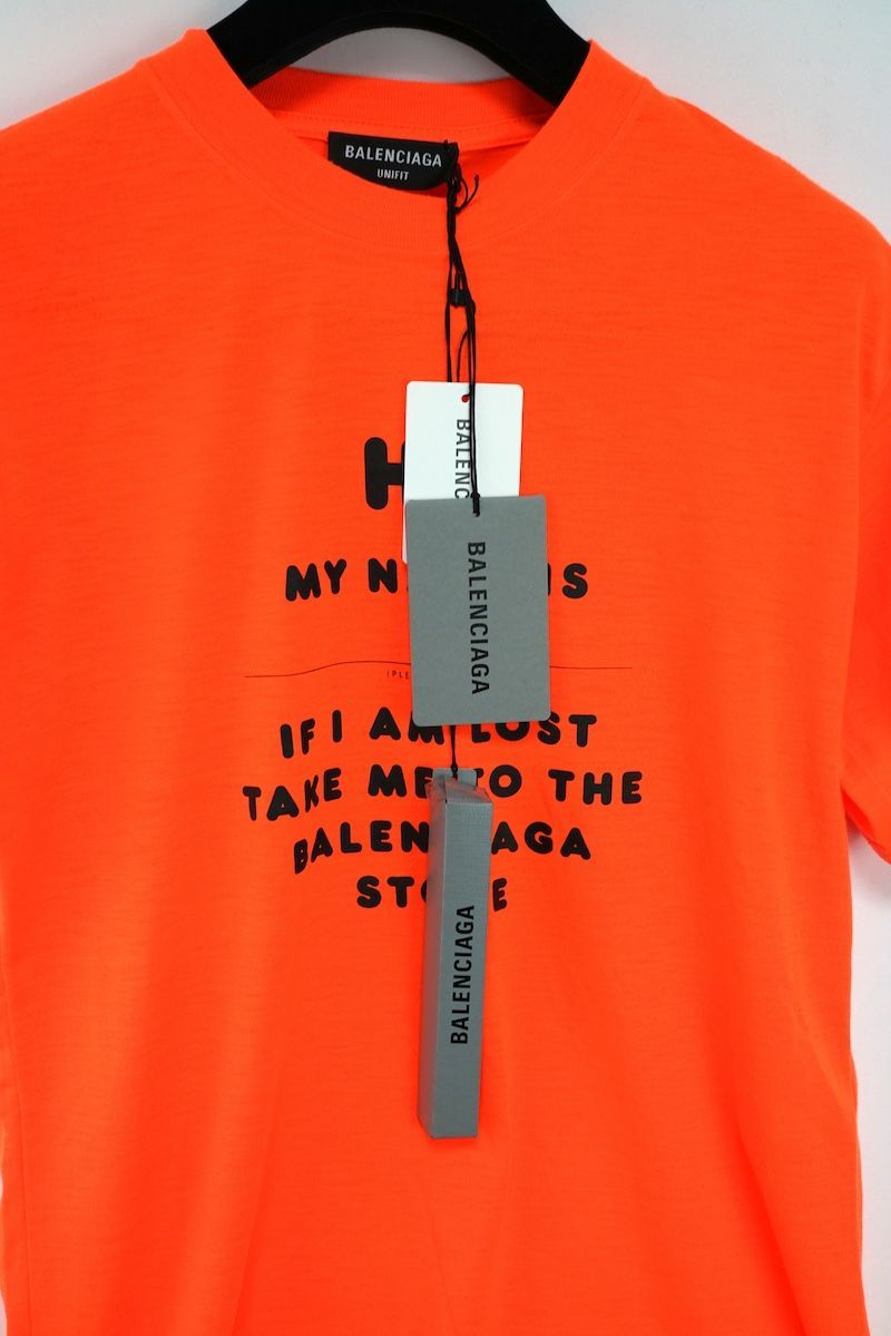 BALENCIAGA プリント シャツ 半袖 オレンジ BALENCIAGA(バレンシアガ) メッセージプリントTシャツ661715