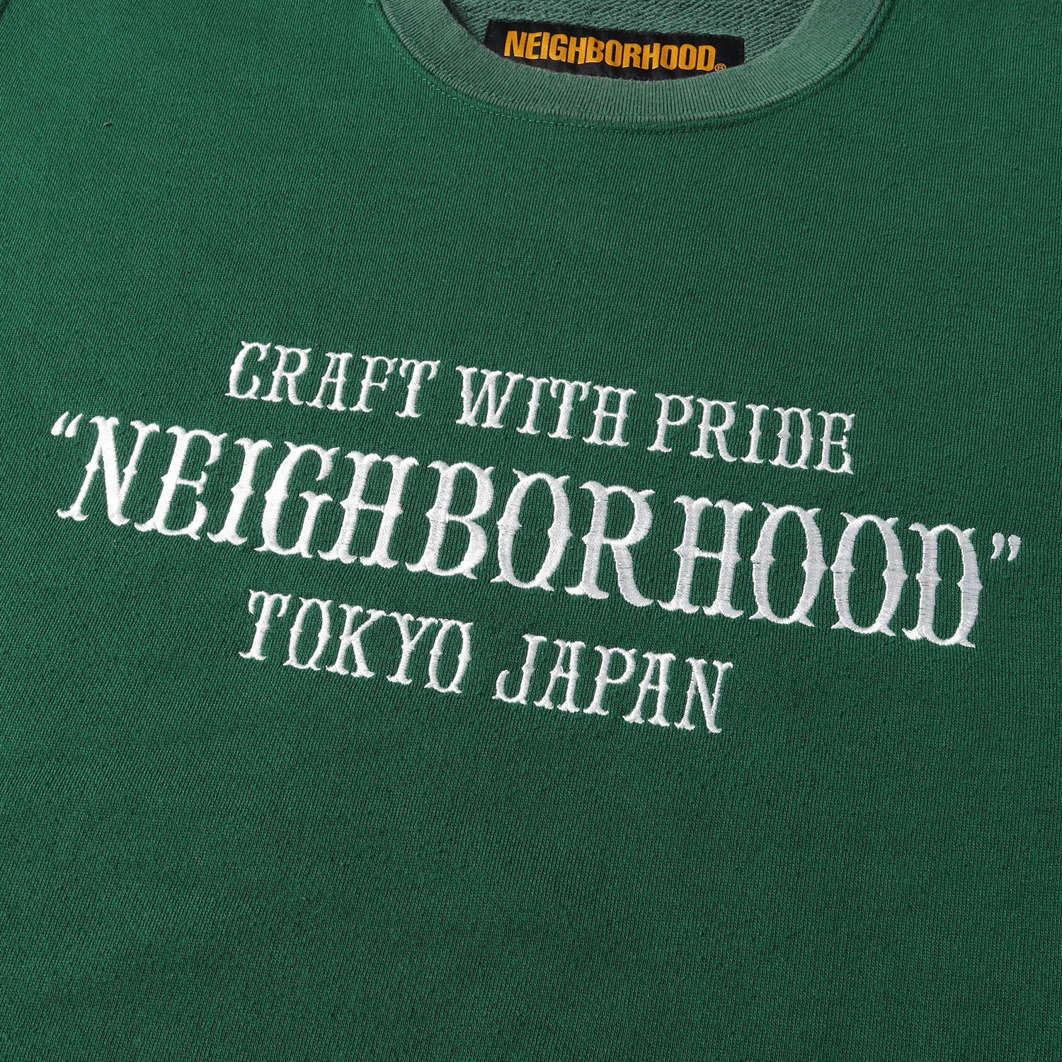 NEIGHBORHOOD ネイバーフッド スウェット サイズ:M ブランドロゴ 刺繍 クルーネック スウェットシャツ PEP / EC-CREW.  LS 18SS グリーン トップス トレーナー 長袖 ブランド