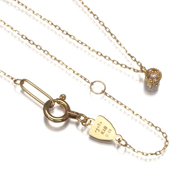 アガット ネックレス ダイヤ ダイヤモンド 0.08ct 一粒 K18YG #166314 
