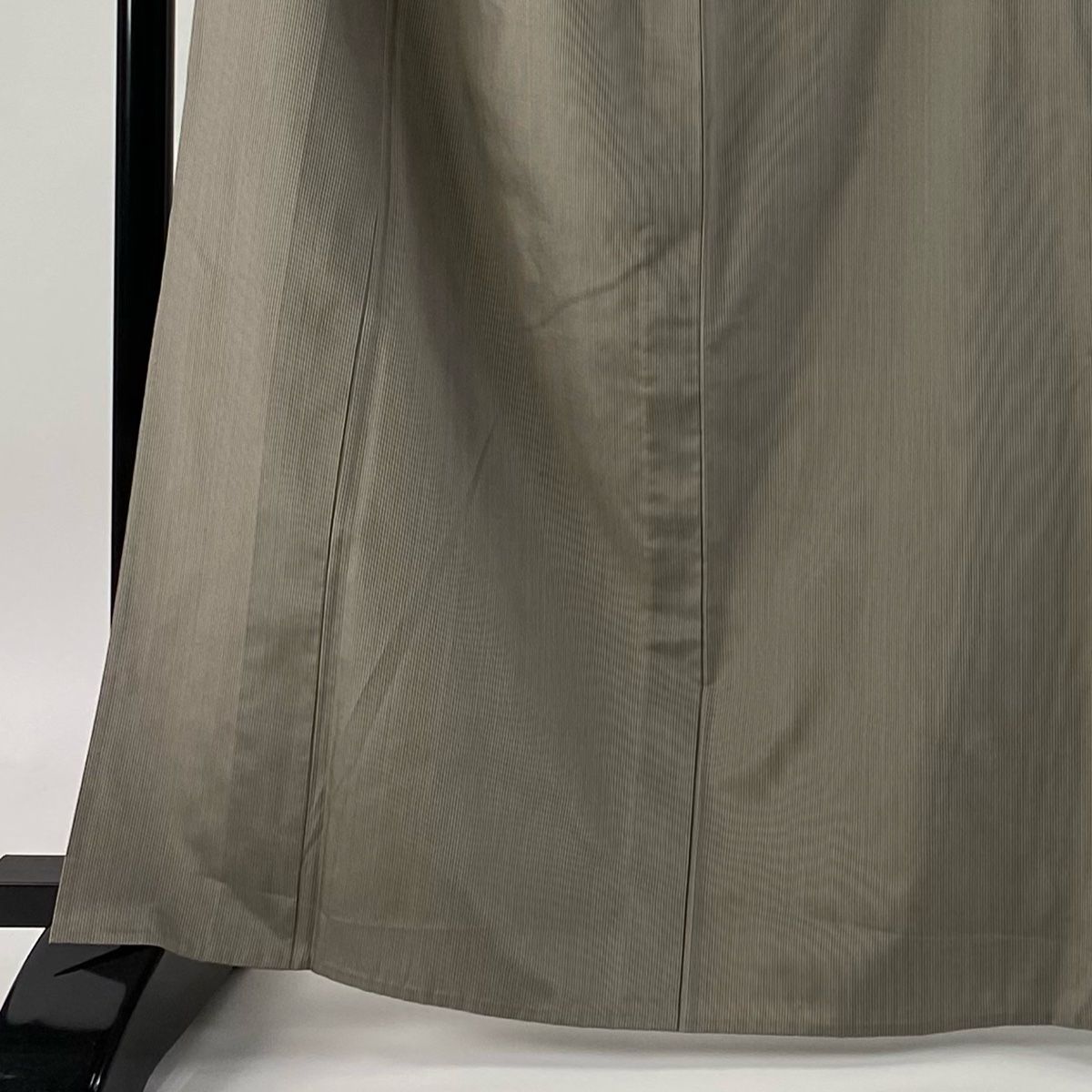 紬 身丈165.5cm 裄丈69cm L 単衣 縞 灰茶 正絹 秀品