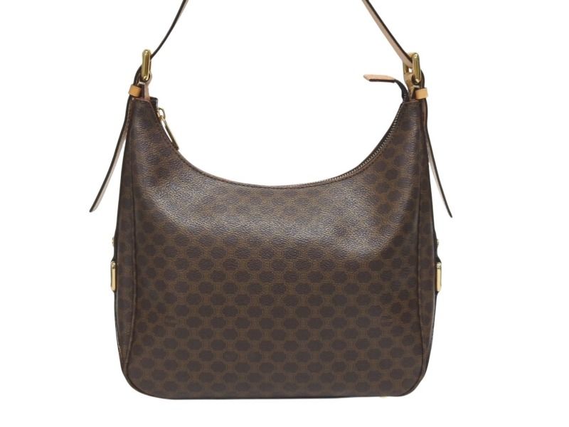 希少　CELINE ボディバッグ　マカダム柄　PVC サークルロゴ金具 CELINE セリーヌ マカダム柄 サークルロゴ PVC/レザー