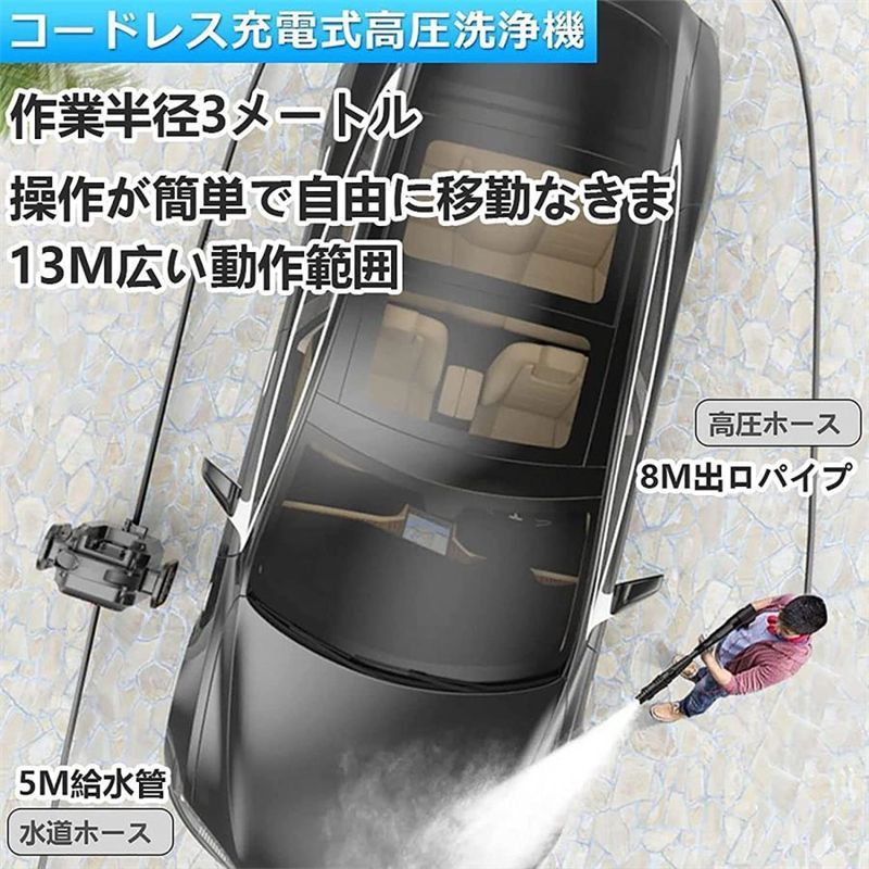 超人気☆高圧洗浄機 充電式 コードレス 洗車 強力噴射 洗浄 大掃除