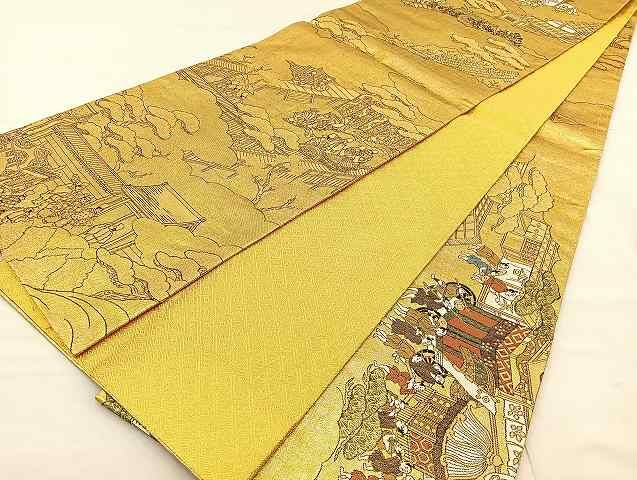 平和屋着物◎佐賀錦 全景全通柄袋帯 洛中洛外図 上杉家元 金糸