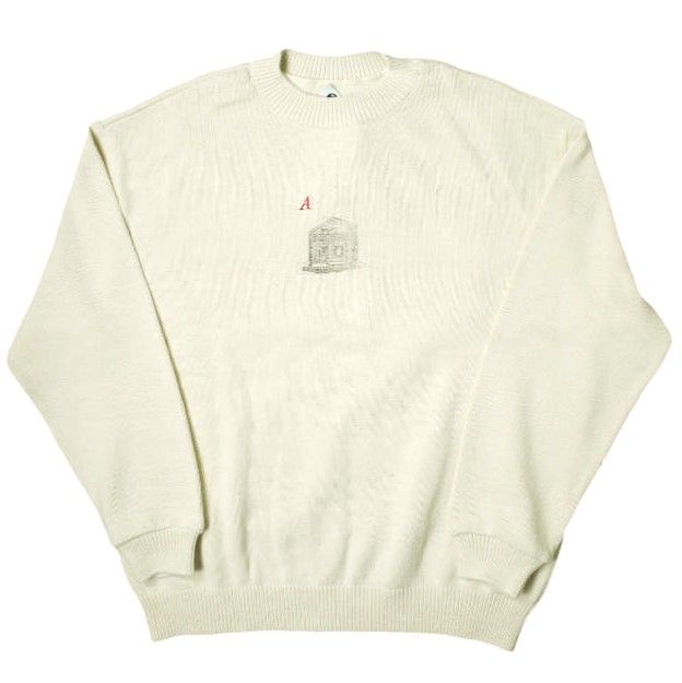 新品 ISSUETHINGS イシューシングス 24AW 日本製 type67a ハウスプリント コットンクルーネックニット 24b/67a-c-33 2 natural white セーター プルオーバー トップス g18968