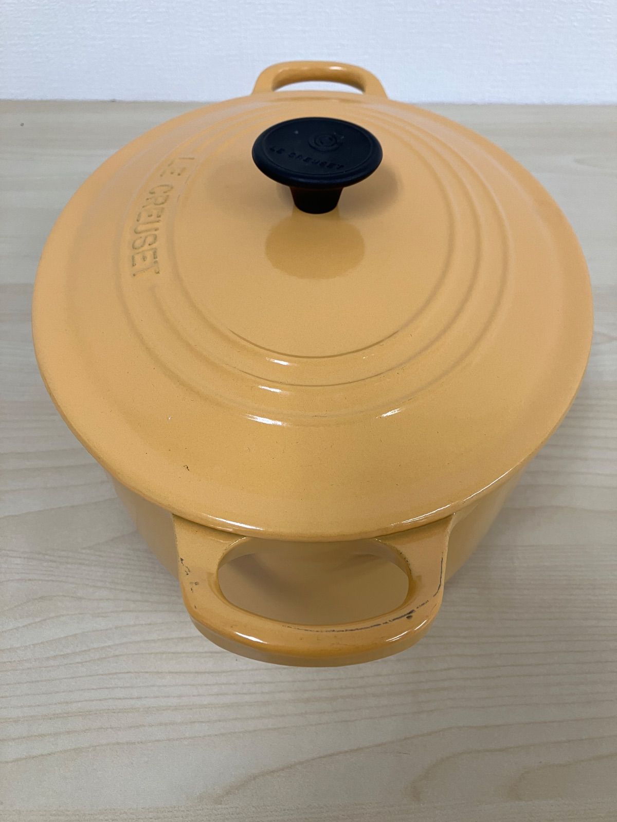 【美品】ル・クルーゼ　ココットオーバル25 鍋 シグニチャー ココット・オーバル 25cm オレンジ (シルバーツマミ