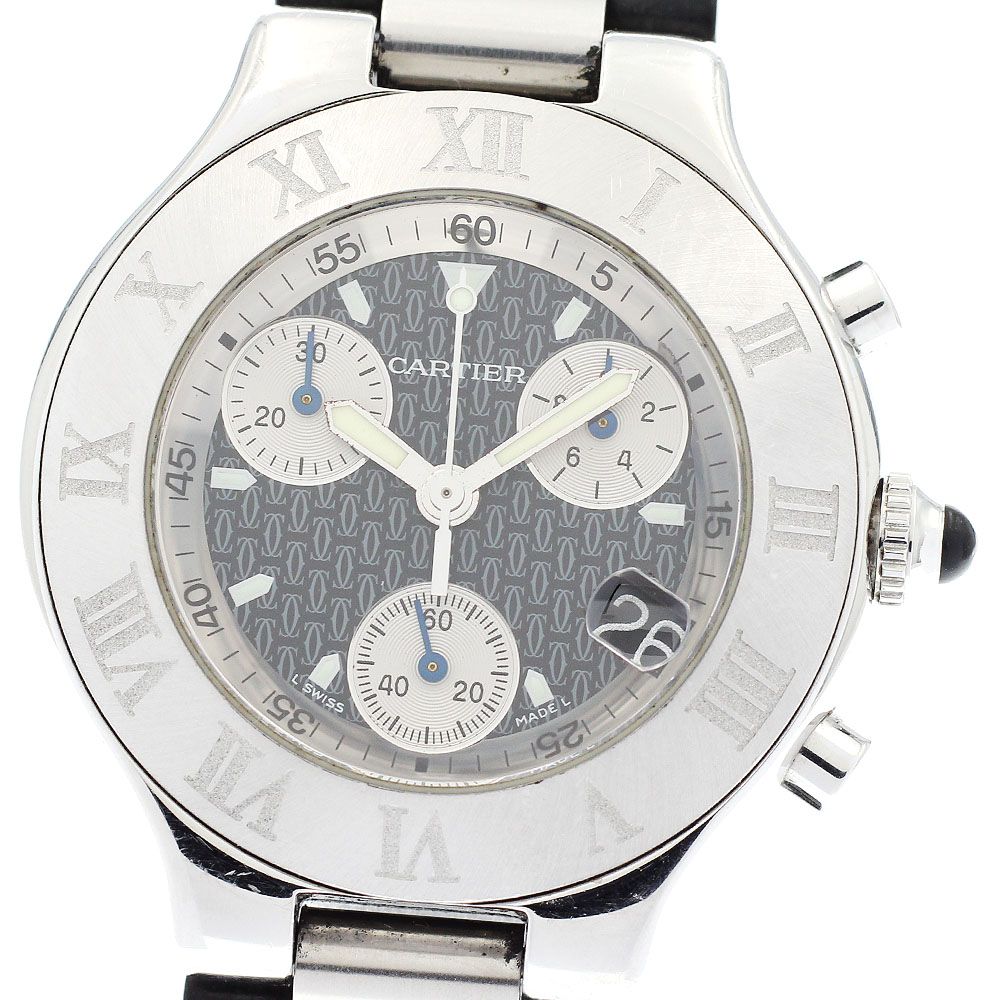 カルティエ CARTIER W10125U2 クロノスカフ デイト クォーツ メンズベルト _916289