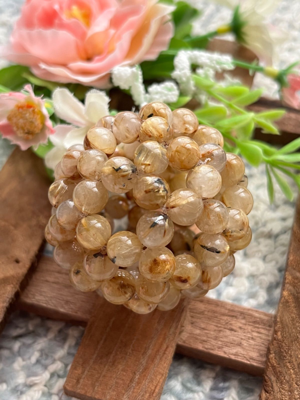 神聖幾何学フラーレン✨ ルチルクォーツ＆シトリン（多め）✨8mm玉