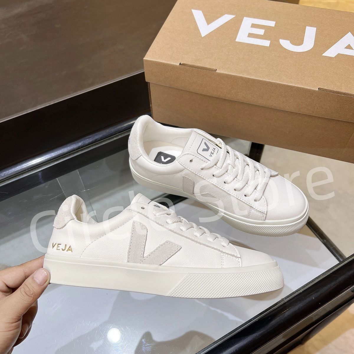 VEJA ホワイトレザー ヴェジャCAMPO LOGO レディーススニーカー 靴