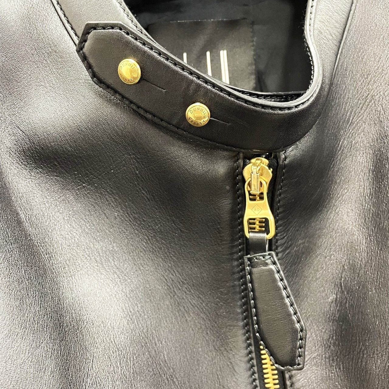 K505】Dunhill（ダンヒル）/ライダースジャケット/レザー/黒/サイズ:XL