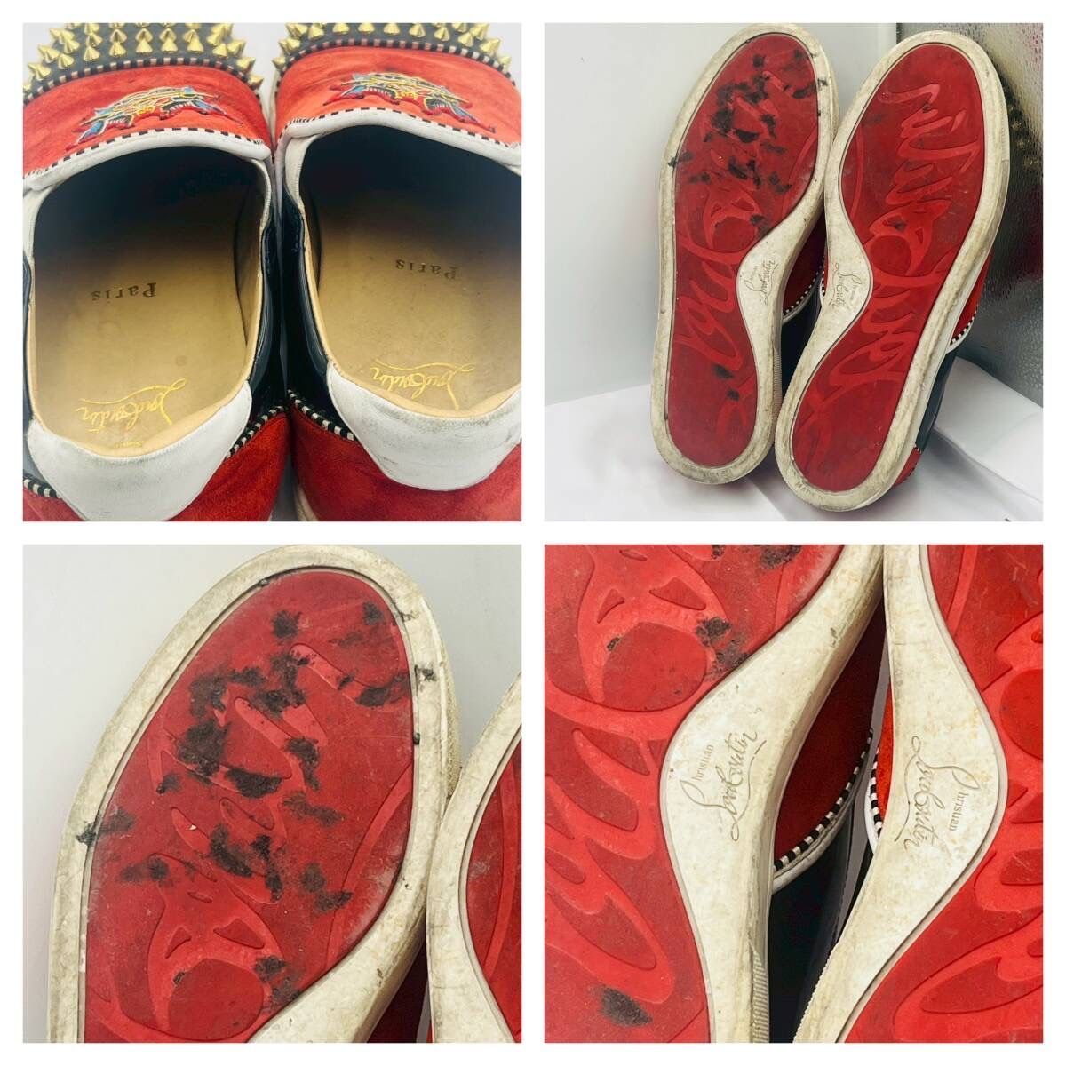 【Christian Louboutin】 ロゴ刺繍 スリッポン スニーカー 関税・送料込『Christian Louboutin』 スリッポン ロゴ刺繍入り