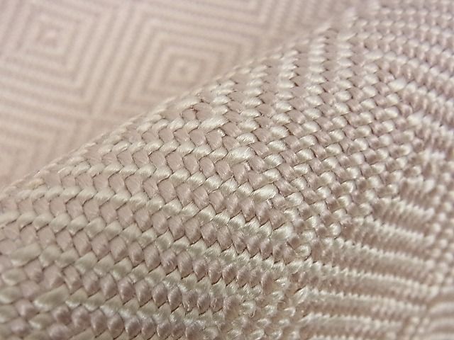 平和屋本店□極上 伊兵衛織 工芸手織 八寸名古屋帯 入子菱 薄桜色×白  