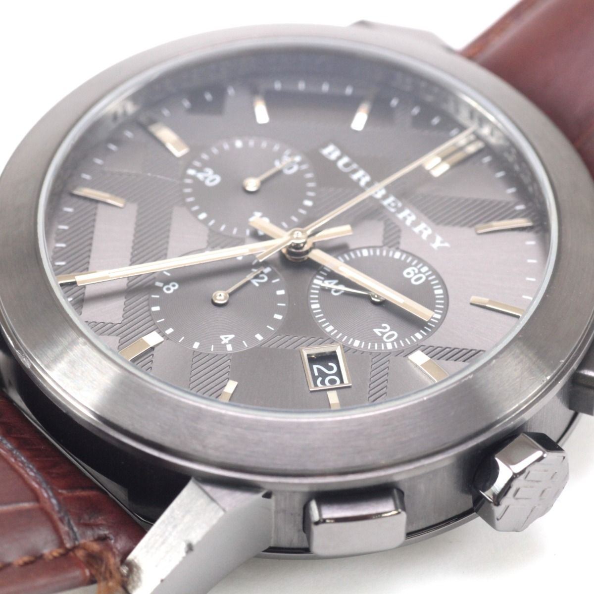 619 BURBERRY 時計 箱付き 新品ベルト クロノグラフ メンズ BURBERRY バーバリー クロノグラフ メンズクォーツ腕時計 BU9364