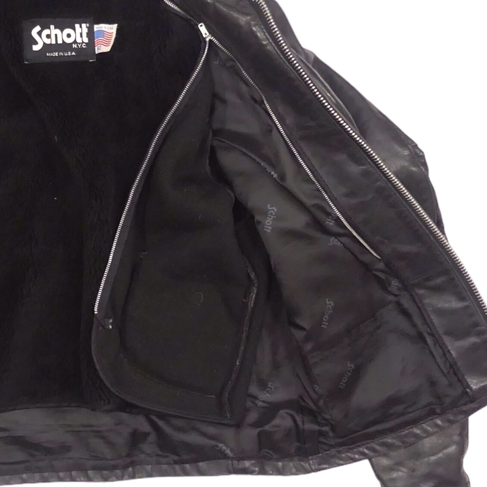 Schott ショット ライダースジャケット シングル メンズ 40 黒 