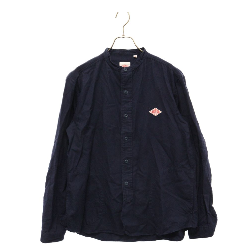 DANTON ノーカラーシャツ ネイビー ダントン リネン ノーカラー シャツ