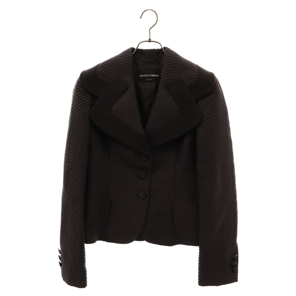 EMPORIO ARMANI (エンポリオアルマーニ) ウール切り替え ボナパルト カラー テーラードジャケット チャコールグレー F2G08T F2121