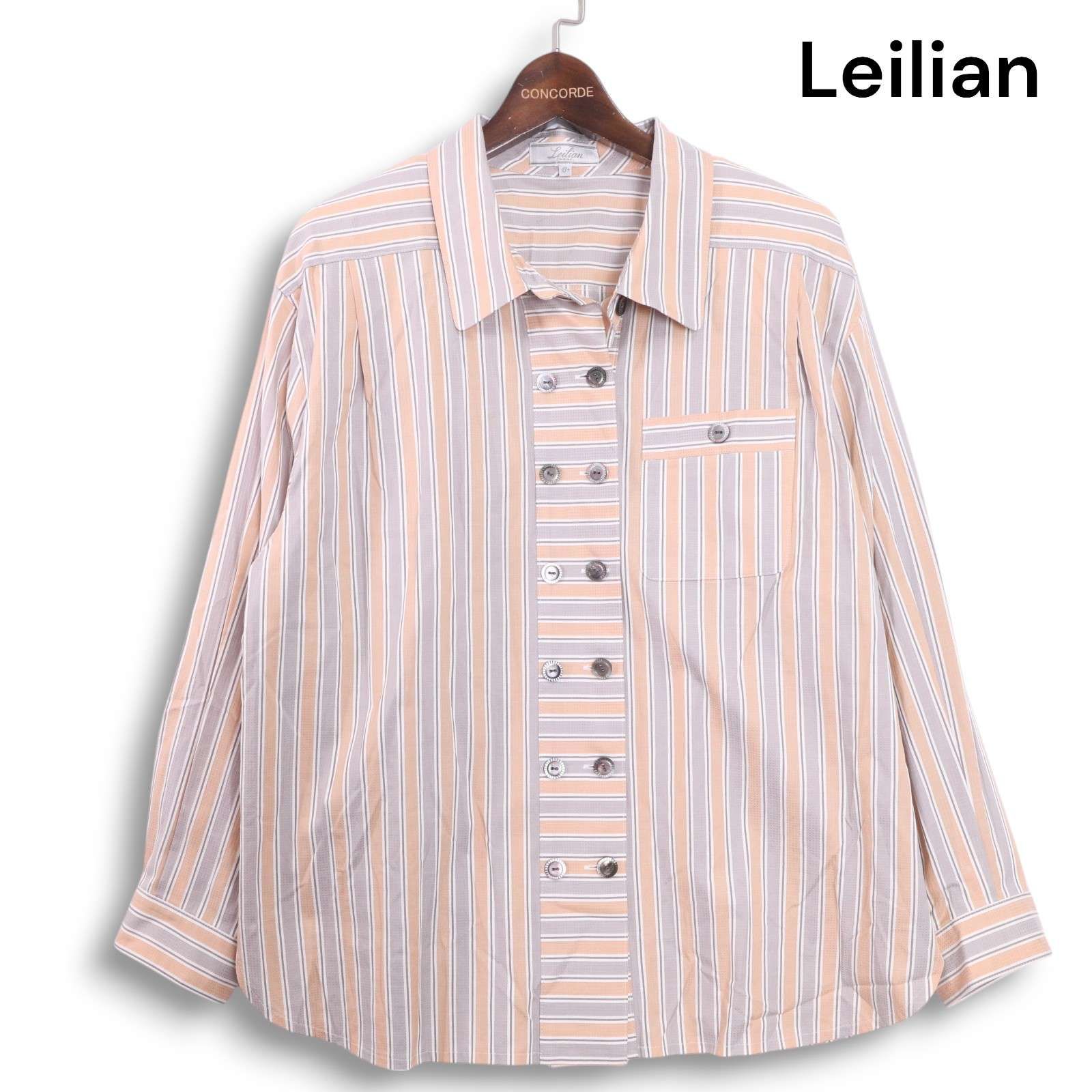 F617 美品 XL 13 レリアン プラスハウス ストライプ レディース ストライプブラウス | Leilian plus house (Women/大きいサイズ