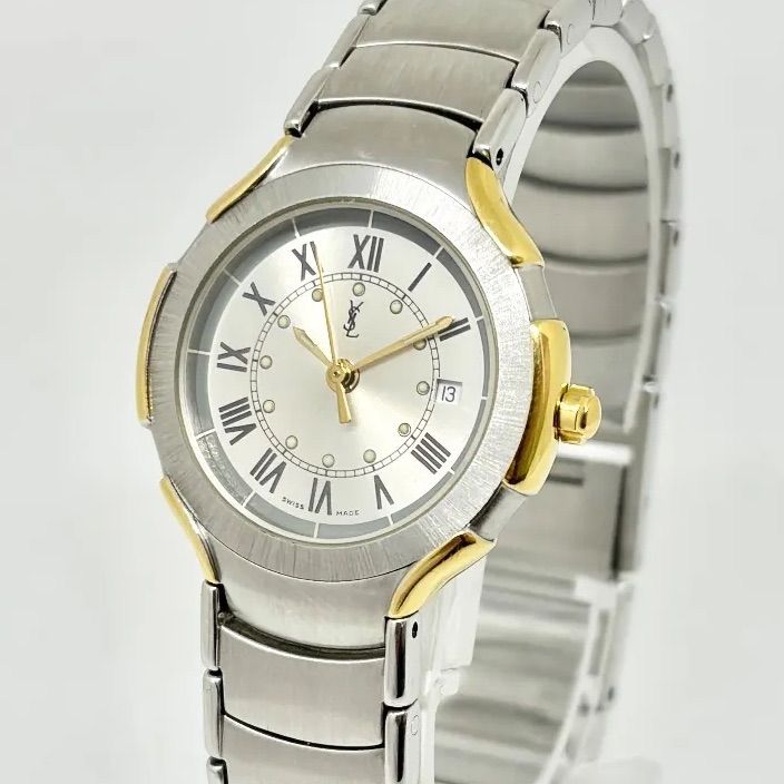 イヴサンローラン クォーツ 腕時計 ゴールド シルバー レディース Yves