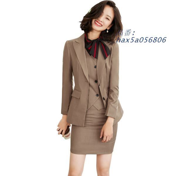 スタイリッシュ ジャケット＆パンツ＆スカート＆ベストのレディーススーツ4点セット
