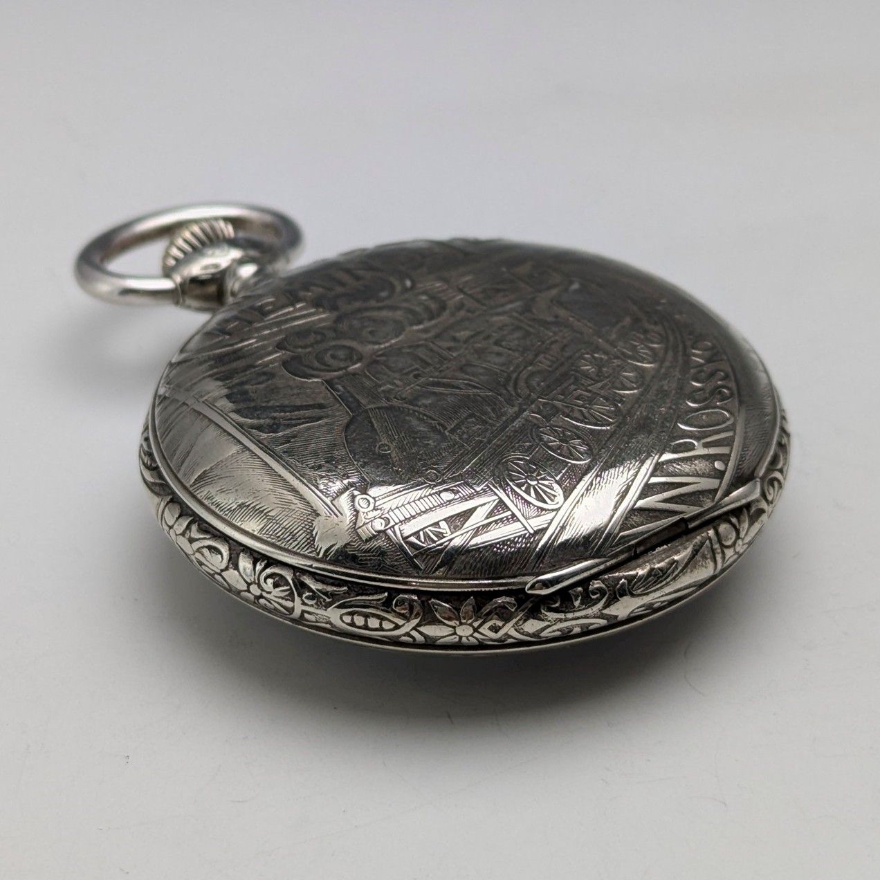 1900年頃 アンティーク ROSSKOPF 懐中時計 銀側 直径55mm 鉄道時計 動作良好 1900年頃 アンティーク ROSSKOPF 懐中時計 銀側 直径55mm 鉄道