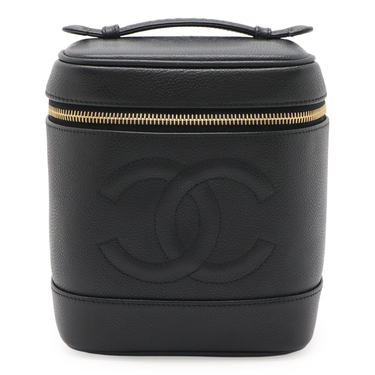 CHANEL シャネル キャビアスキン デカココ コスメポーチ ブラック 黒 CHANEL - シャネル 化粧ポーチ コスメポーチ ブラック 黒 レザー
